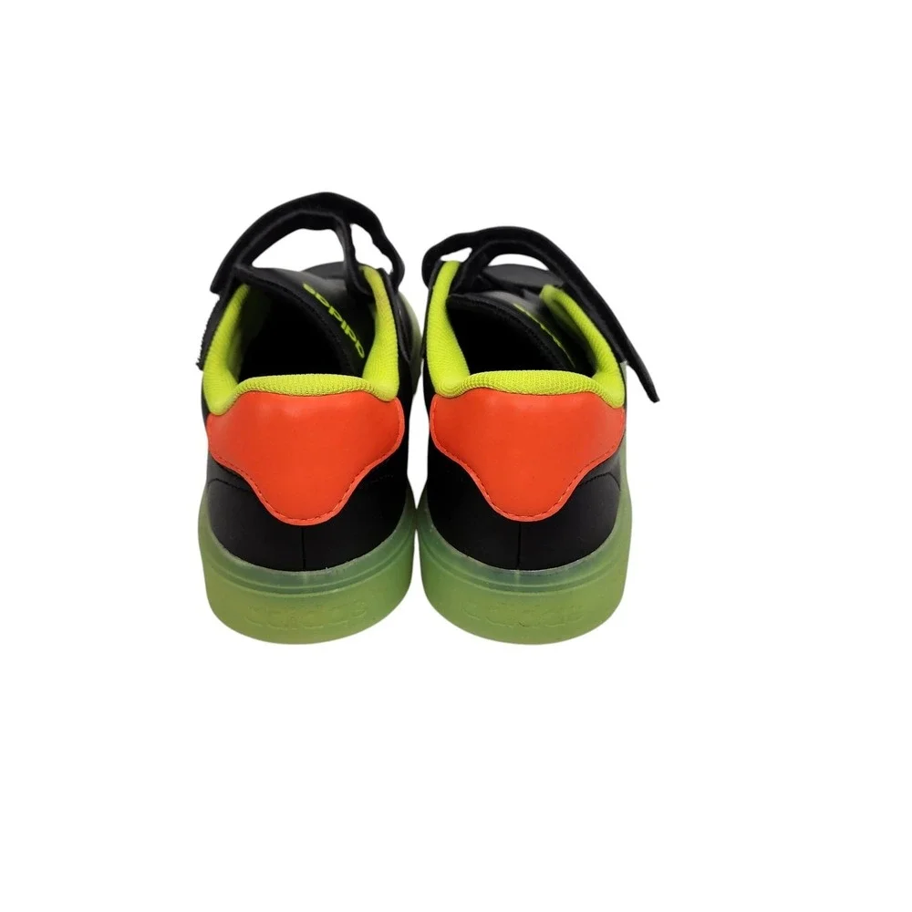 Adidas Shoes Unisex Kids 2 Black Neon Multicolor Hook & Loop Athletic Sneakers